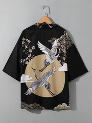 RANMARU KIMONO Men’s Summer Short-sleeved Printed Shirt Shirt Fashion