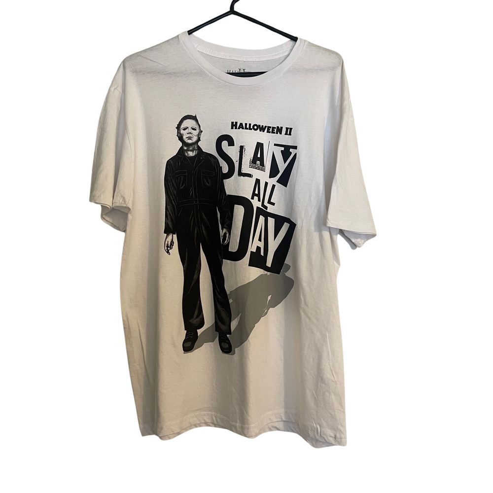 Halloween II Michael Myers Slay All Day Men’s T-Shirt Horror Movie Large