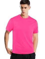 Workout Shirts for Men Dry Fit Short Sleeve Crew Neck,Hot Pink,S