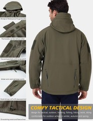 ReFire Gear Men’s Tactical Softshell Fleece Hooded Outdoor Jacket
