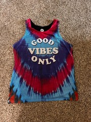 Hybrid Tees Good Vibes Only Tie-Dye Graphic Print Sleeveless Tank Top XL/XG