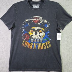 LUCKY BRAND Guns n Roses Mens Large Black Skull Casual Music Rock 80s Metal NWT