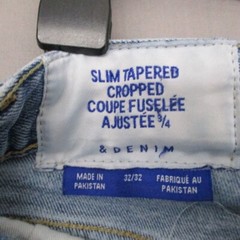 & Denim Slim Taper Cropped Distressed Light Blue Jeans Men Size | 32 / 32