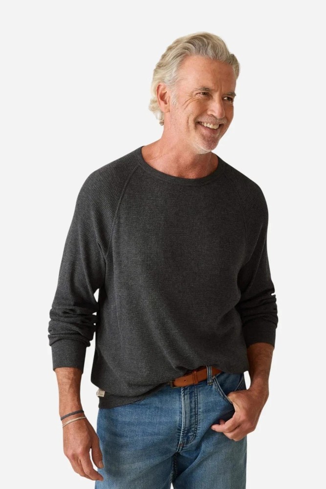 Faherty Cloud Surplus Waffle Crew Thermal T Shirt Men’s XXL Charcoal $98 L/S NWT