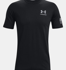New UA Under Armour Freedom Flag Graphic T-Shirt in Black/Steel – Size M L XL