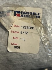 Vintage 90s Cropped T-shirt Large BOSS Russell Athletic Gray NUBLEND NOS