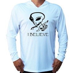 I believe Aliens Alien Sun UV Protected UPF 50 Long Sleeve T-Shirt Hood Fishing