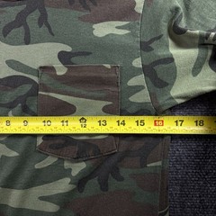 VTG 80’s Woodland Camo Pocket T Shirt Mens S Green Paper Thin Single Stitch
