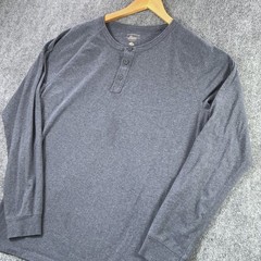 G H Bass & Co Henley Shirt L Mens Long Sleeve Blue Buttons Casual Outdoor