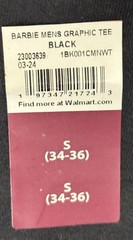 Barbie Men’s Black T-Shirt Size Small 34-36 Pink Logo Graphic Tee Crew Neck