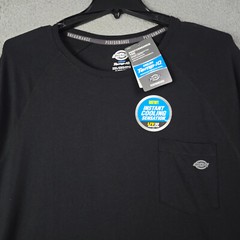 Dickies FAST DRY Shirt Mens 2XL XXL BLACK Cooling Long Sleeve Pocket Tee NWT