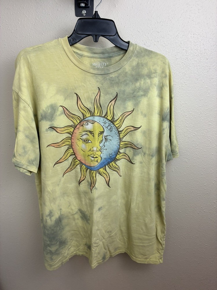 Mighty Fine Unisex L Tye Died Knit Cotton/Poly Crew Neck Sun & Moon Graphic Tee