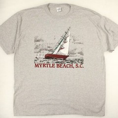 CAL CRU Vtg 90s Myrtle Beach, SC Sailboat Heather Gray Graphic T-SHIRT Men’s XL