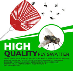 Supreme Bug & Fly Swatter 6-Pack – Braided Metal Handle 6 Pack Fly Swatters, Mul