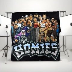 Homies Dtf Printed T-Shirt Black front or back logo All Sizes Regular Fit