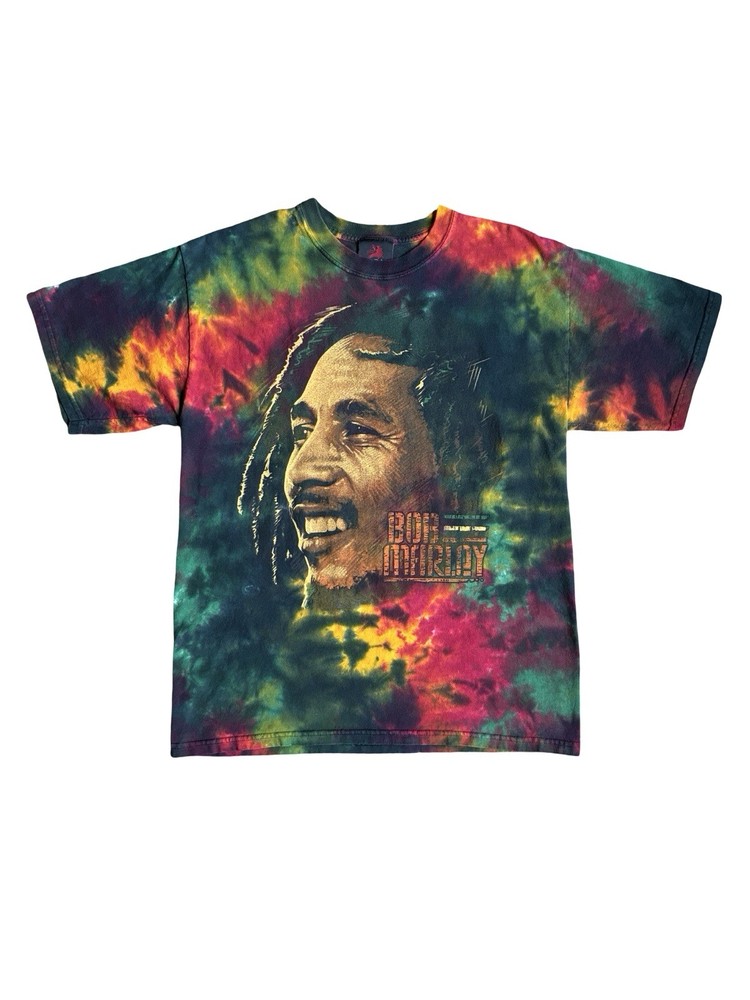 Vintage Bob Marley Tie Dye Graphic Short Sleeved Zion Rootswear T-Shirt Size L