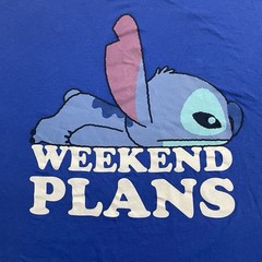 Disney Blue Stitch ‘Weekend Plans’ Lazy Sleepy Tee, Large