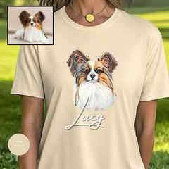 Custom Pet Portrait Comfort Tee Personalized Dog Cat Photo Shirt Gift Idea
