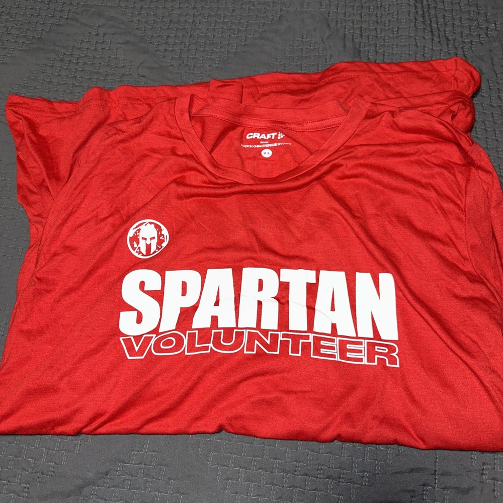 Unisex Spartan Race Volunteer Tee Shirt Red Long Sleeve Craft Brand Size X Large