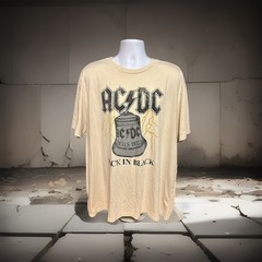 AC/DC Back In Black Hells Bells Shirt Men 3XL Cream Short Sleeve Retro 2024
