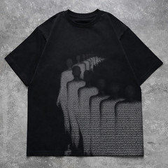 Y2K Shadow Figure Graphic T-Shirt Mens Streetwear Black Oversized Aesthetic Tee