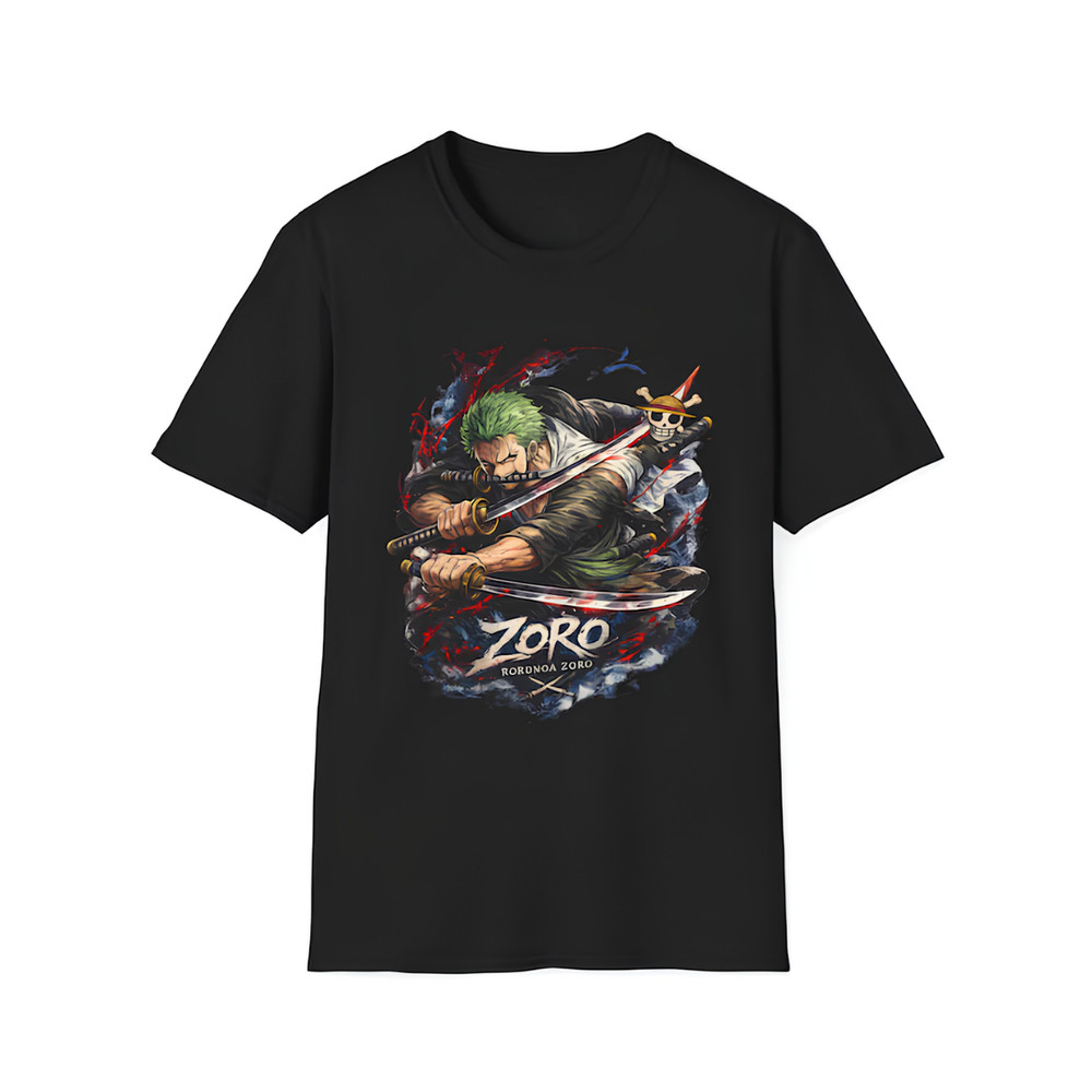 One Piece Zoro Sword Stance T-Shirt | Anime Samurai Illustration