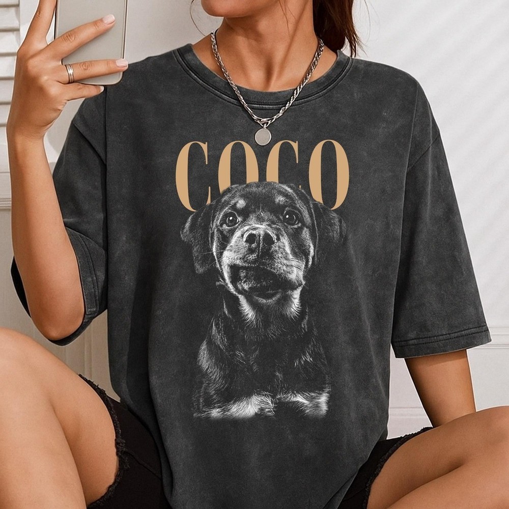 Personalized Vintage Dog Photo T-Shirt Unique Custom Pet Face Mom Shirt Gift