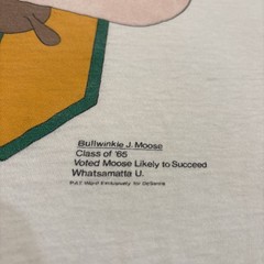 Vintage Bullwinkle Shirt Mens Large White Whatsamatta U Cartoon DeSantis 80s XL