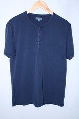 Wallace & Barnes Men’s Medium Indigo Blue Short Sleeve Henley Neck T-Shirt