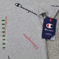 Champion AOP Shirt NWT Mens Large Gray All Over Cotton/Poly Blend S/S Pullover