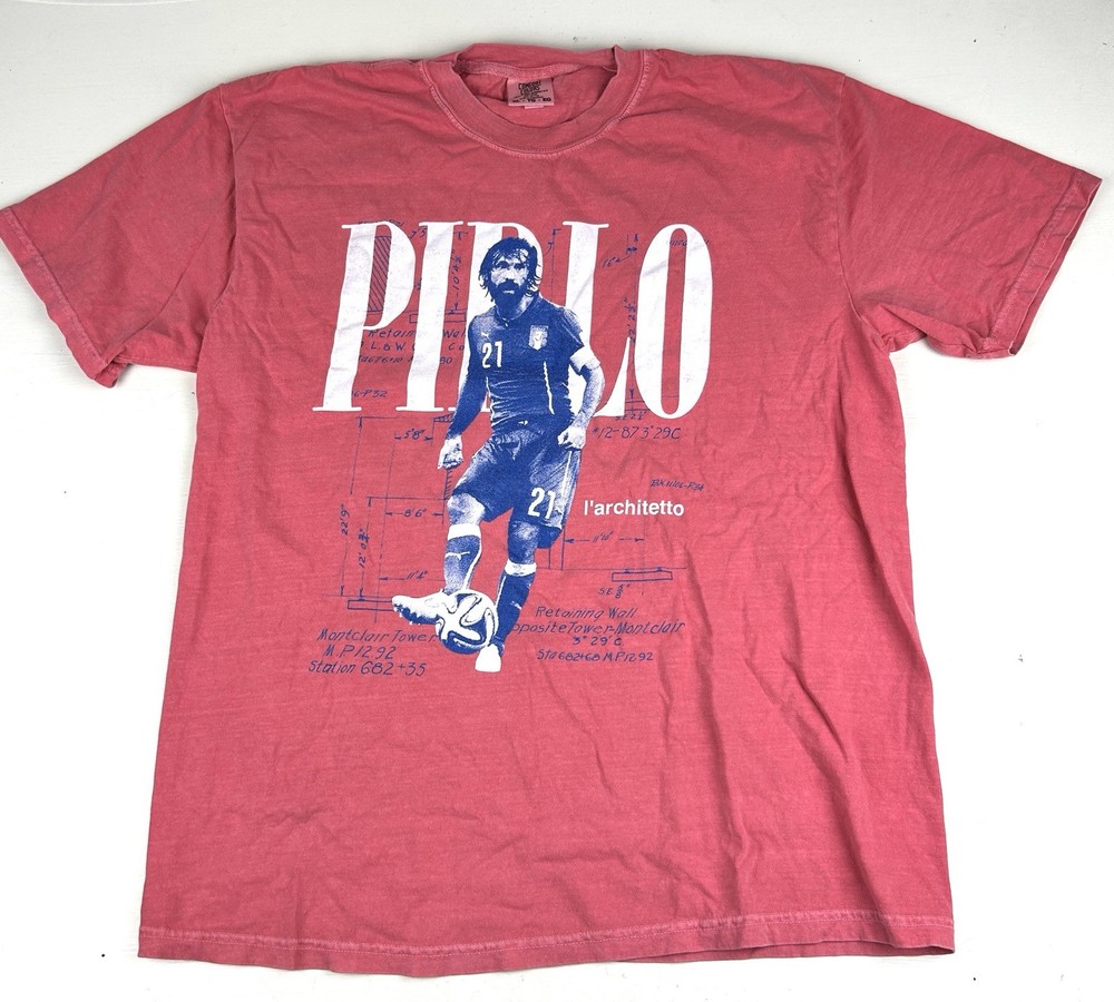 Comfort Colors Soccer Andrea Pirlo t-shirt l’architetto Team Italy Pink Graphic
