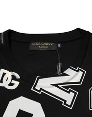 DOLCE & GABBANA T-shirt Black Cotton Letter Print Short Sleeve IT48/US38/M $900