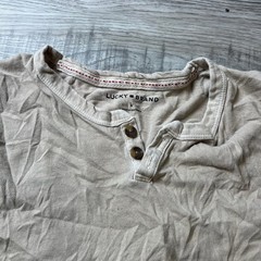 Lucky Brand Henley Shirt Mens Large Tan Short Sleeve Cotton Casual Basic Top