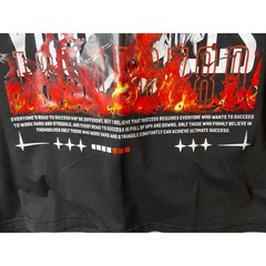 Mens Believe In Yourself Graphic T-Shirt Black Angel Flames Streetwear Size L