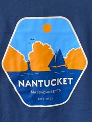 Good Land Supply Co. Graphic Tee Medium Nantucket Massachusetts Blue Dusk NEW