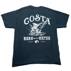 COSTA DEL MAR T Shirt Mens Medium Black Short Sleeve Born On The Water Marlin