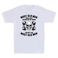 Skull Weight Lifting Most Old Men Would Have Give Up Buy Now Retro Men’s T-Shirt
