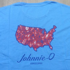JOHNNIE O Mens M MEDIUM T SHIRT BREWS N VIEWS MALIBLU BLUE RED DALE 2.0 GOLF USA