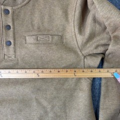 LL Bean Mens Waffle Knit Henley Shirt Mustard Yellow Fleece Lined 298100 Medium