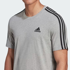 Adidas Essentials 3-Stripes T-Shirt Men’s size M Gray Crew-Neck Short Sleeve NEW