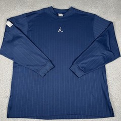 Nike Air Jordan Shirt Mens XXL Blue Pinstripe Jumpman Logo Long Sleeve Pocket