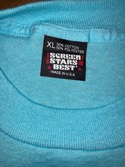 Vintage NOS XL Turquoise Blank Screen Stars Best, T-shirt. Single Stitch USA.