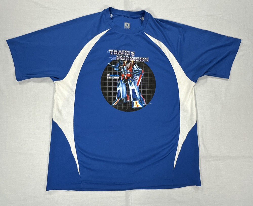 Vintage Champion Sz L Shirt Transformers Starscream 2008 Y2K Double Dry Graphic