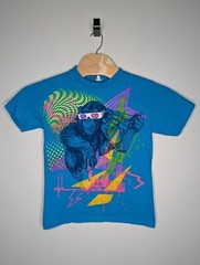 Vintage AAA T Shirt Small Raver Monkey Graphic Print Blue Tee Boom Box Music