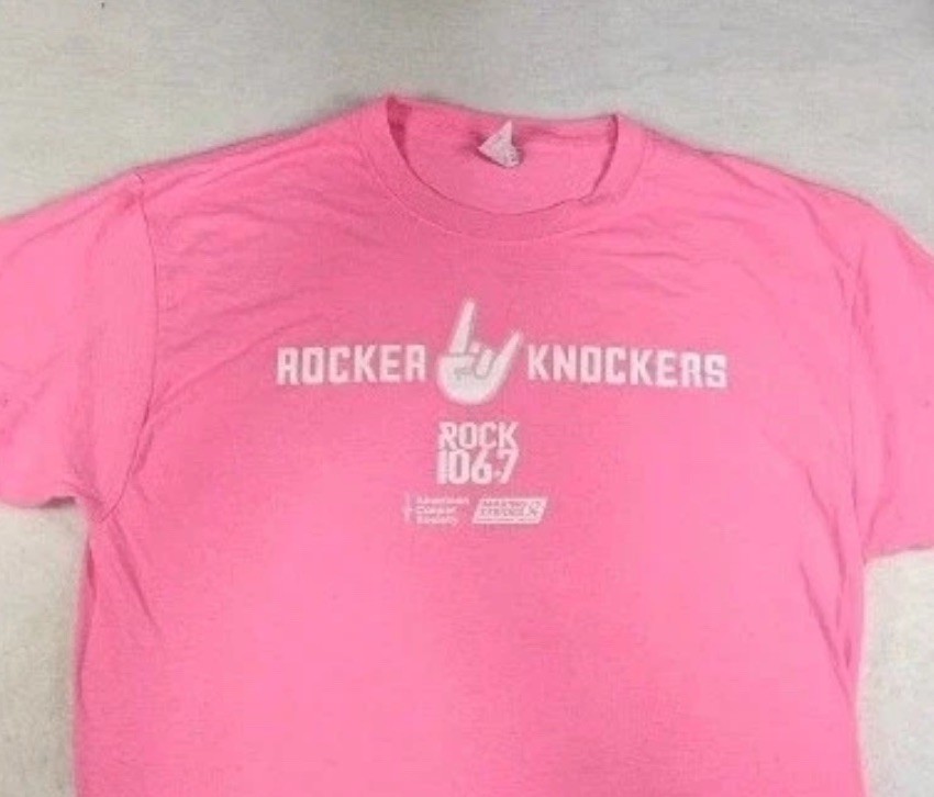 Size L Rocker Knocker Pink Breast Cancer T Shirt