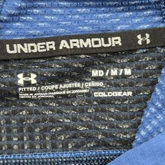 Under Armour Shirt Hoodie Mens Medium HeatGear ColdGear Blue Striped Lot of 2
