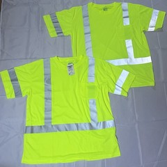 Lot 2 Short Sleeve GSS Hi Visibility Workwear Shirt Neon Yellow XXL Pocket