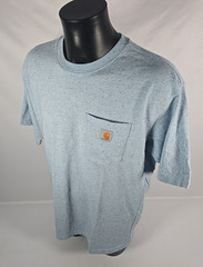 CARHARTT Short Sleeve Loose Fit T-Shirt Blue Flecked Patch Pocket Men’s Large