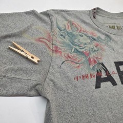 The Great China Wall Army T Shirt Men L/XL Boxy Dragon Custom Embroidered READ