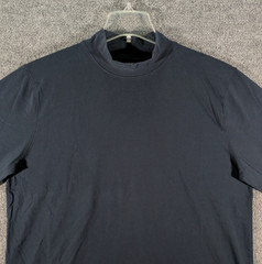 LL Bean Mock Neck Shirt Mens Large Navy Long Sleeve Tee 100% Cotton 508112